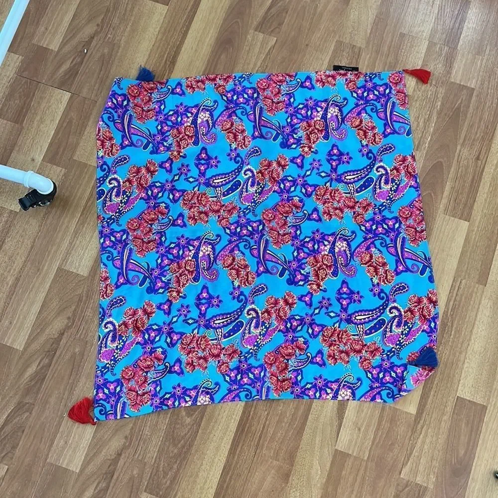 Vintage retro Diane Freis multicolor floral paisley silk scarf